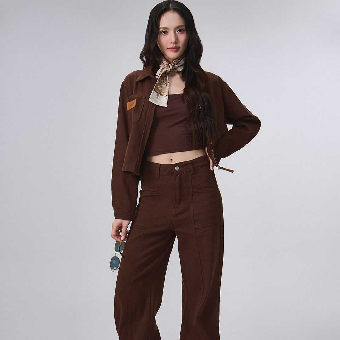 ADORE | ST-2606A | Brown Denim Jacket and Pants Set