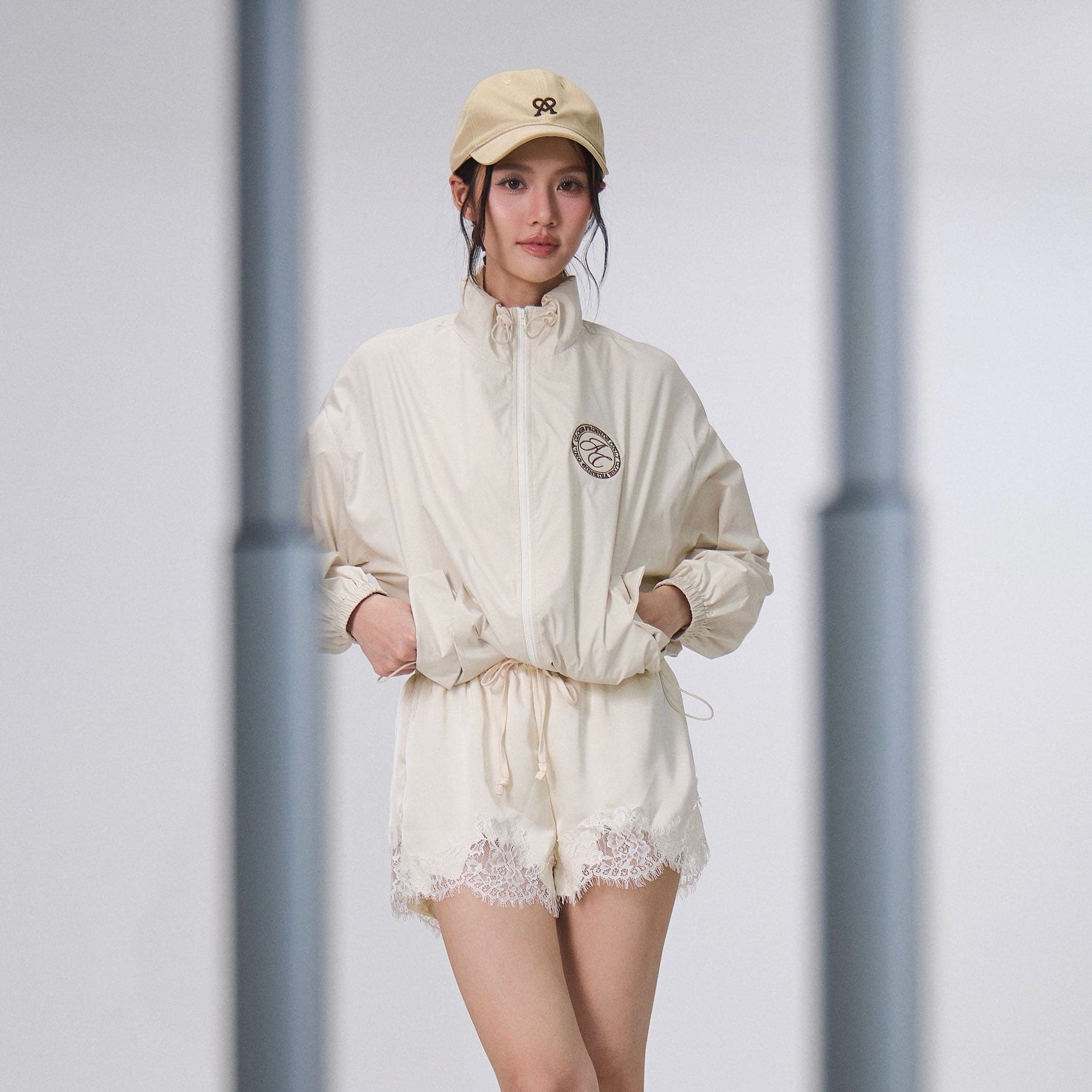Adore | SH-2606B | Satin Shorts With Lace Trim